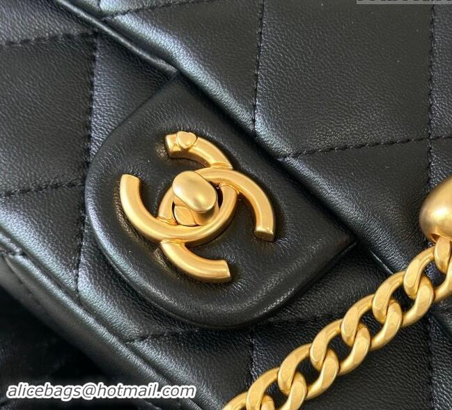 Buy Classic Chanel Lambskin Mini Square Flap Bag with Heart Chain AS3829 Black 2024