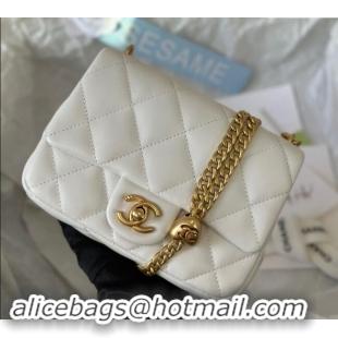 Low Price Chanel Lambskin Mini Square Flap Bag with Heart Chain AS3829 White 2024