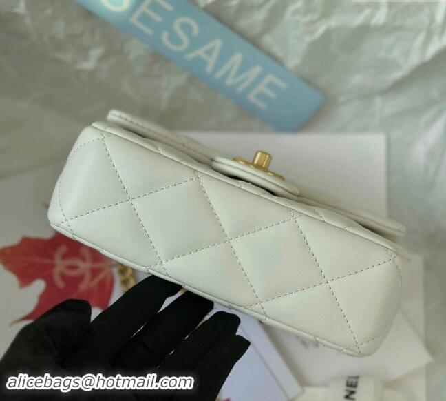 Low Price Chanel Lambskin Mini Square Flap Bag with Heart Chain AS3829 White 2024