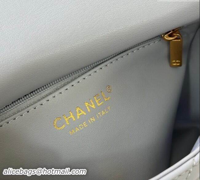 High Quality Chanel Lambskin Mini Square Flap Bag with Heart Chain AS3829 Grey 2024