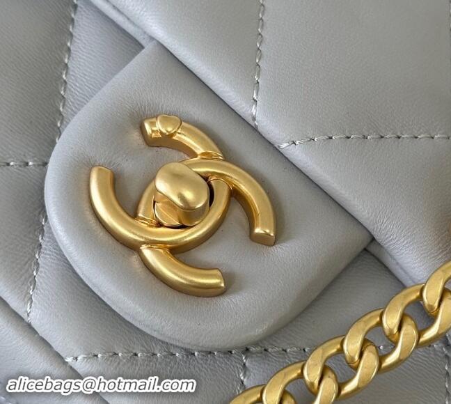 High Quality Chanel Lambskin Mini Square Flap Bag with Heart Chain AS3829 Grey 2024