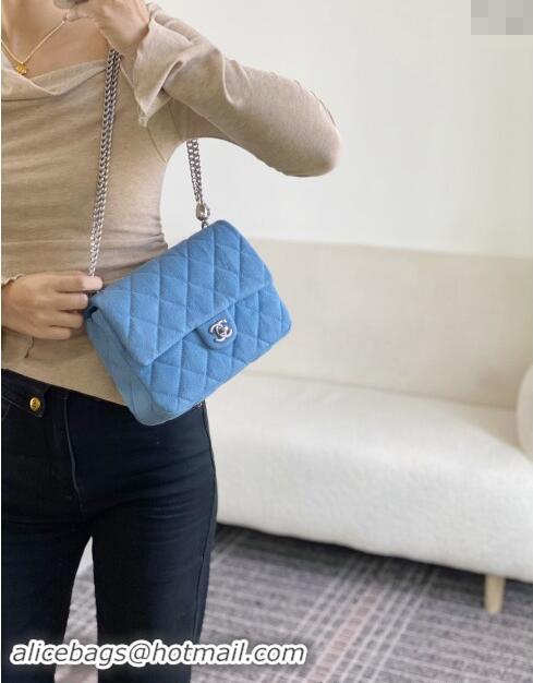 Classic Wholesale Chanel Washed Denim Medium Flap Bag with Heart Chain AS3821 Light Blue 2024