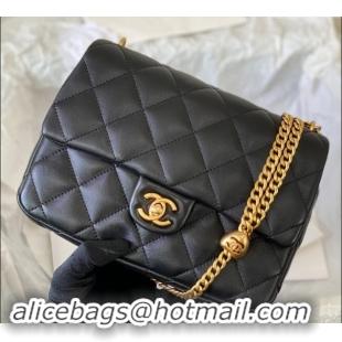 Buy Cheap Chanel Lambskin Medium Flap Bag with Heart Chain AS3821 Black 2024