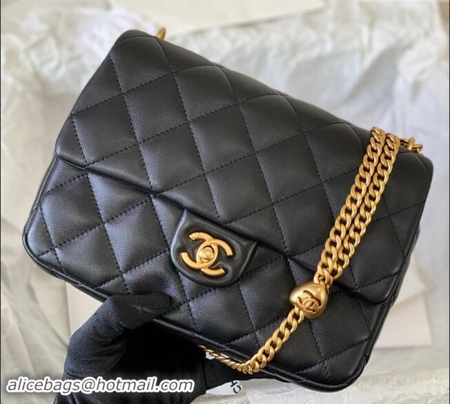 Buy Cheap Chanel Lambskin Medium Flap Bag with Heart Chain AS3821 Black 2024