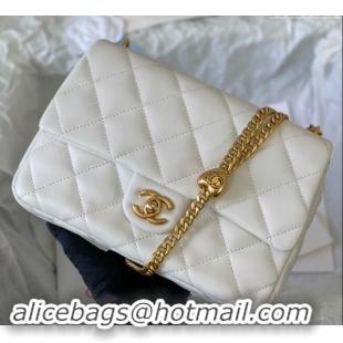 Luxury Discount Chanel Lambskin Medium Flap Bag with Heart Chain AS3821 White 2024