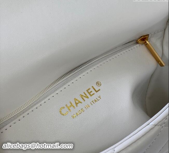 Luxury Discount Chanel Lambskin Medium Flap Bag with Heart Chain AS3821 White 2024