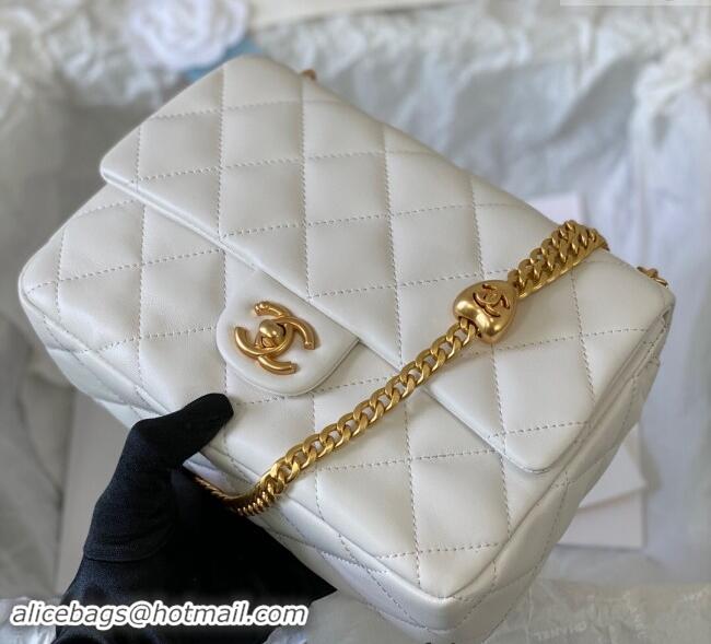 Luxury Discount Chanel Lambskin Medium Flap Bag with Heart Chain AS3821 White 2024