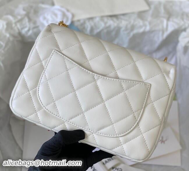 Luxury Discount Chanel Lambskin Medium Flap Bag with Heart Chain AS3821 White 2024