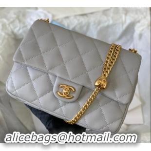 Fashion Cheap Chanel Lambskin Medium Flap Bag with Heart Chain AS3821 Grey 2024