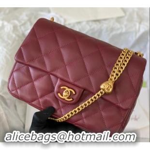 Best Inexpensive Chanel Lambskin Medium Flap Bag with Heart Chain AS3821 Burgundy 2024