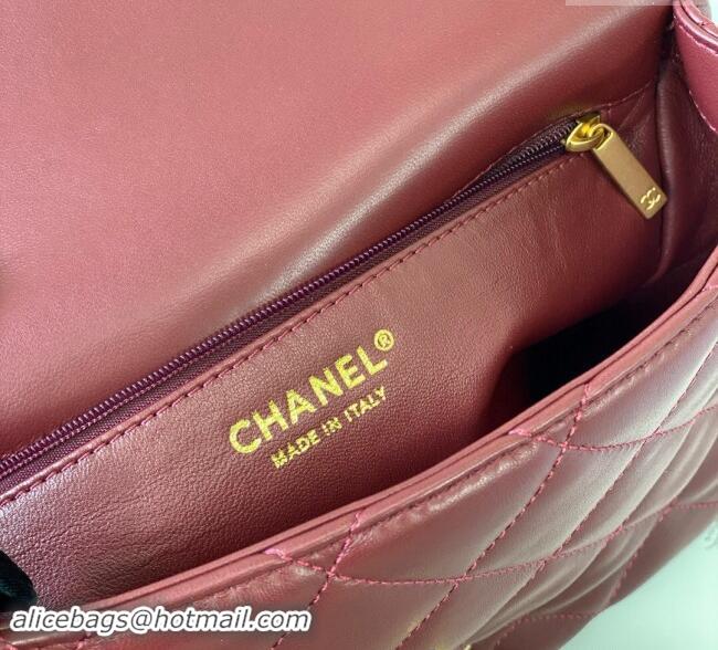 Best Inexpensive Chanel Lambskin Medium Flap Bag with Heart Chain AS3821 Burgundy 2024