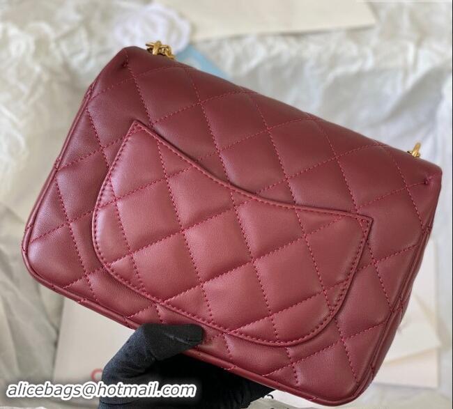 Best Inexpensive Chanel Lambskin Medium Flap Bag with Heart Chain AS3821 Burgundy 2024