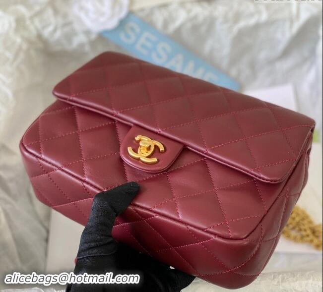 Best Inexpensive Chanel Lambskin Medium Flap Bag with Heart Chain AS3821 Burgundy 2024