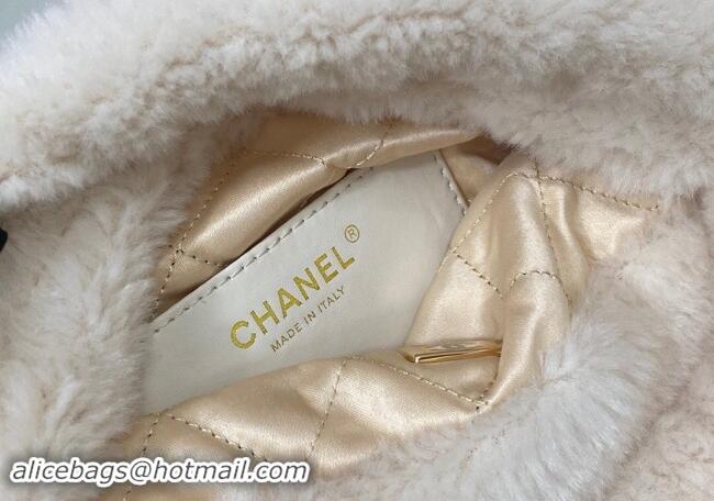 Market Sells Chanel Shearling 22 Mini Shopping bag AS3980 White 2024 TOP