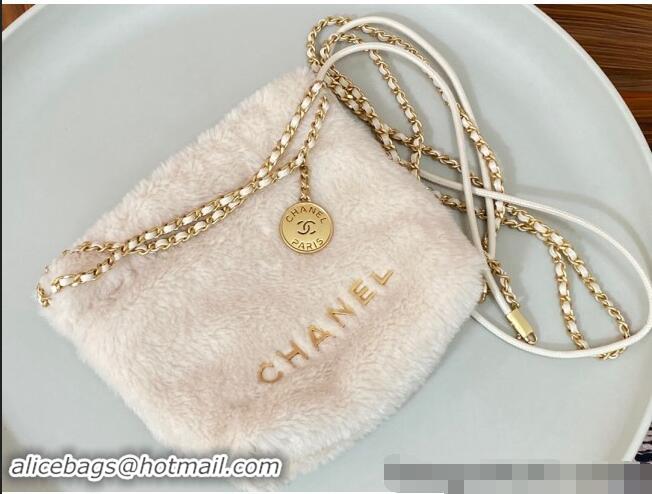 Market Sells Chanel Shearling 22 Mini Shopping bag AS3980 White 2024 TOP