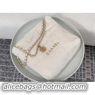 Best Price Chanel 22 Shearling Small Shopping Bag AS3260 White 2024 TOP