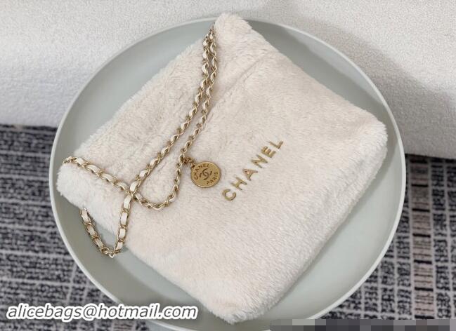 Best Price Chanel 22 Shearling Small Shopping Bag AS3260 White 2024 TOP