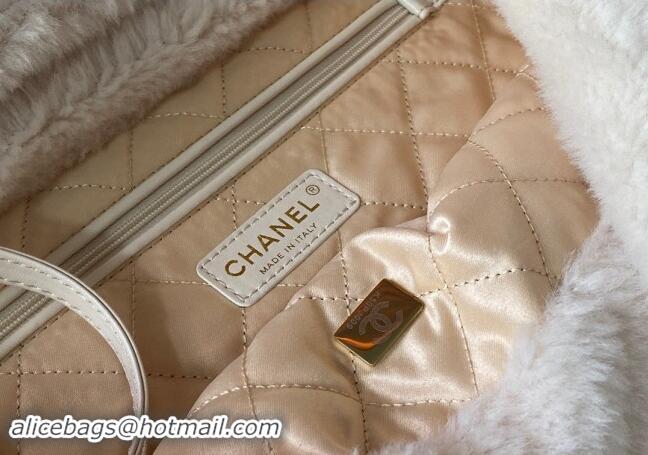 Modern Classic Chanel 22 Shearling Shopping Bag AS3261 White 2024 TOP