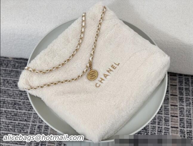 Modern Classic Chanel 22 Shearling Shopping Bag AS3261 White 2024 TOP