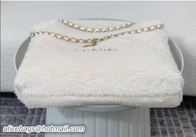 Modern Classic Chanel 22 Shearling Shopping Bag AS3261 White 2024 TOP