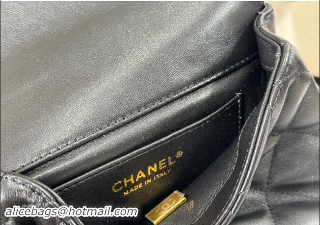 New Fashion Chanel Lambskin Mini Flap bag with Chain Top Handle AS4848 Black 2024