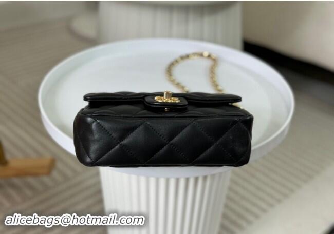 New Fashion Chanel Lambskin Mini Flap bag with Chain Top Handle AS4848 Black 2024