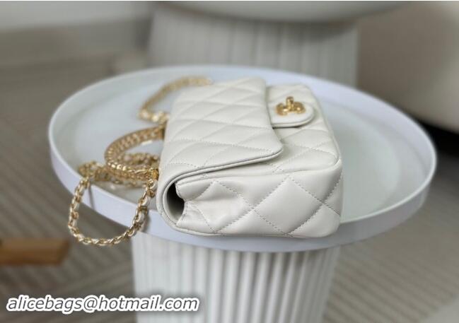 New Cheap Chanel Lambskin Mini Flap bag with Chain Top Handle AS4848 White 2024