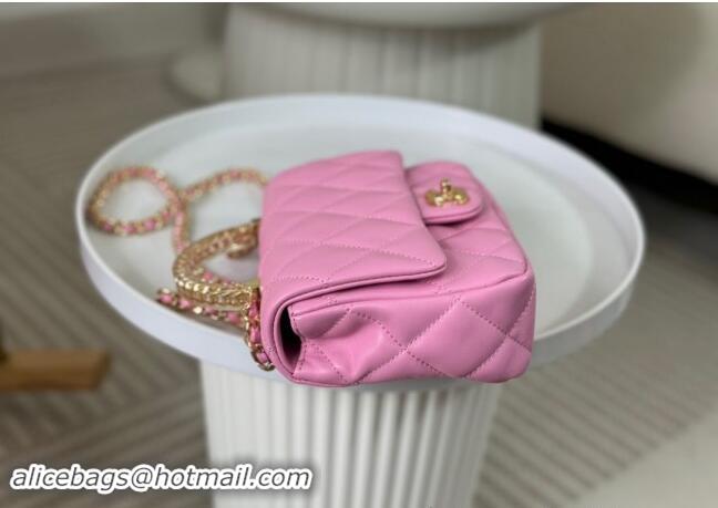 Classic Stylish Chanel Lambskin Mini Flap bag with Chain Top Handle AS4848 Pink Purple 2024