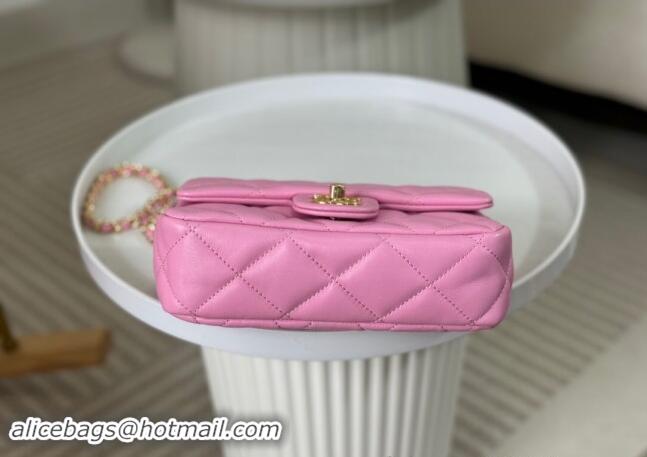 Classic Stylish Chanel Lambskin Mini Flap bag with Chain Top Handle AS4848 Pink Purple 2024