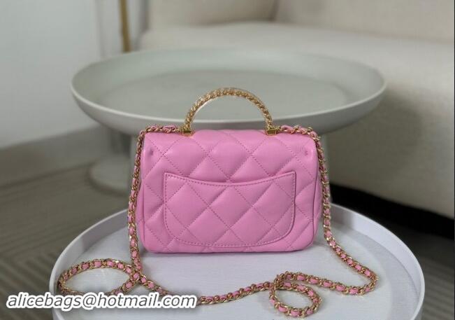 Classic Stylish Chanel Lambskin Mini Flap bag with Chain Top Handle AS4848 Pink Purple 2024