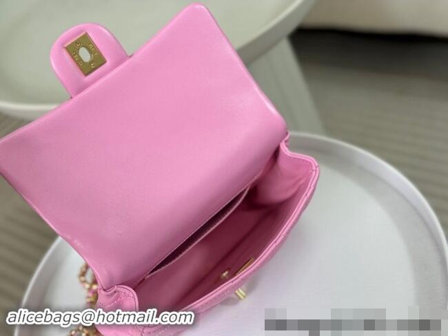 Classic Stylish Chanel Lambskin Mini Flap bag with Chain Top Handle AS4848 Pink Purple 2024