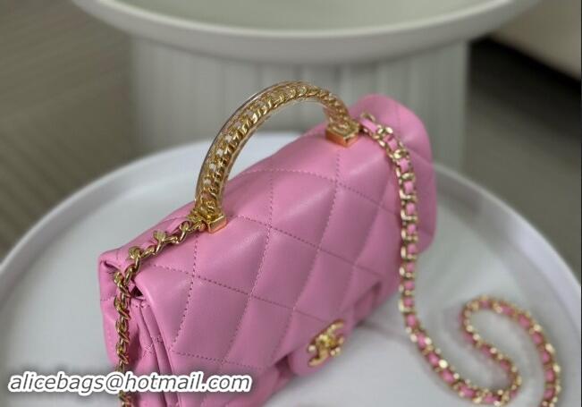 Classic Stylish Chanel Lambskin Mini Flap bag with Chain Top Handle AS4848 Pink Purple 2024