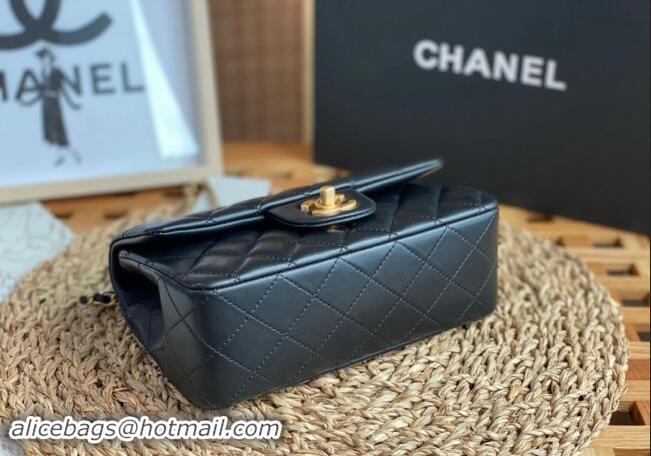 Classic Luxury Chanel Lambskin Mini Flap Bag with Top Handle AS2431 Black/Gold 2024