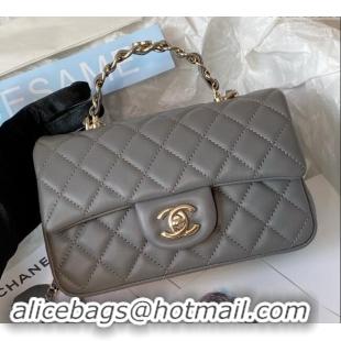 Buy Cheap Chanel Lambskin Mini Flap Bag with Chain Top Handle AS2431 Grey 2024