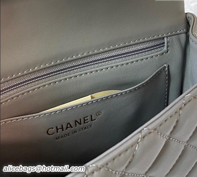 Buy Cheap Chanel Lambskin Mini Flap Bag with Chain Top Handle AS2431 Grey 2024