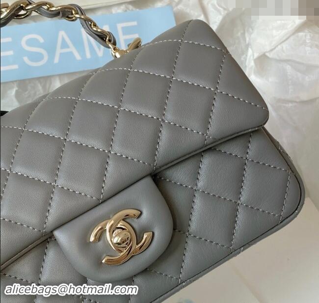 Buy Cheap Chanel Lambskin Mini Flap Bag with Chain Top Handle AS2431 Grey 2024