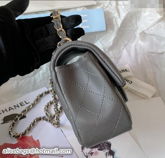 Buy Cheap Chanel Lambskin Mini Flap Bag with Chain Top Handle AS2431 Grey 2024