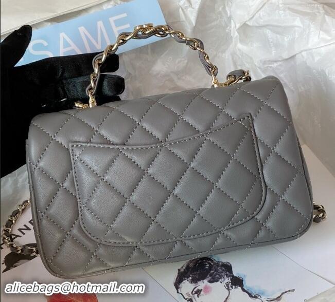 Buy Cheap Chanel Lambskin Mini Flap Bag with Chain Top Handle AS2431 Grey 2024