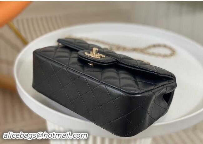 New Fashion Chanel Lambskin Mini Flap Bag with Chain Top Handle AS2431 Black 2024