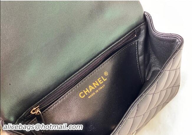 Hot Style Chanel Lambskin Mini Flap Bag with Chain Top Handle and Charm AS2431 Black 2024