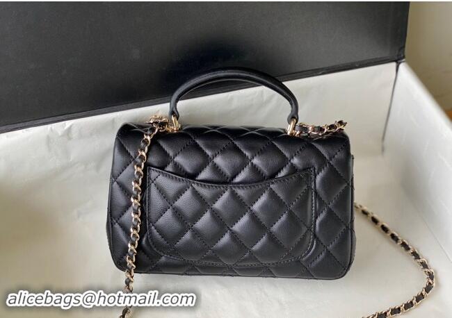 Hot Style Chanel Lambskin Mini Flap Bag with Chain Top Handle and Charm AS2431 Black 2024