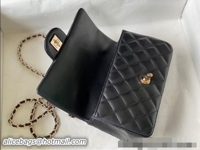 Hot Style Chanel Lambskin Mini Flap Bag with Chain Top Handle and Charm AS2431 Black 2024