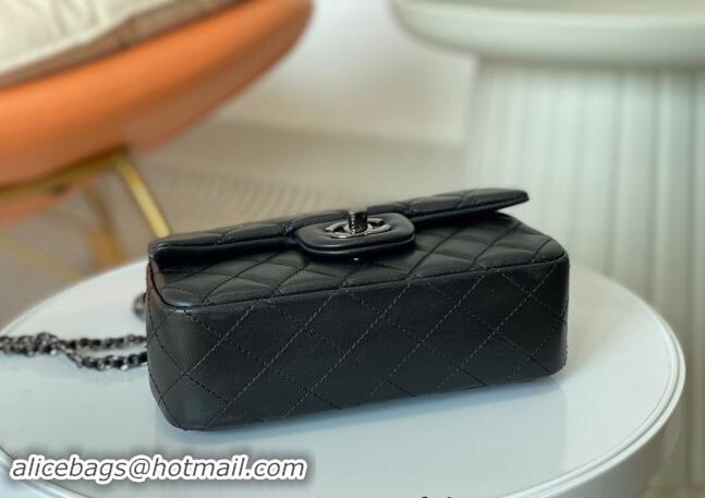 Sophisticated Chanel Lambskin Mini Flap Bag with Chain Top Handle AS2431 Black/Gunmetal 2024