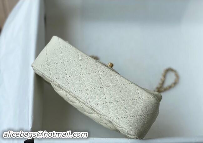 Best Price Chanel Grained Calfskin Mini Flap Bag with Chain Top Handle AS2431 White 2024