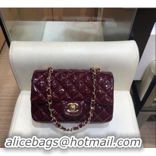 New Style Chanel Patent Calfskin Classic Mini Flap bag A01116 Dark Burgundy 2024