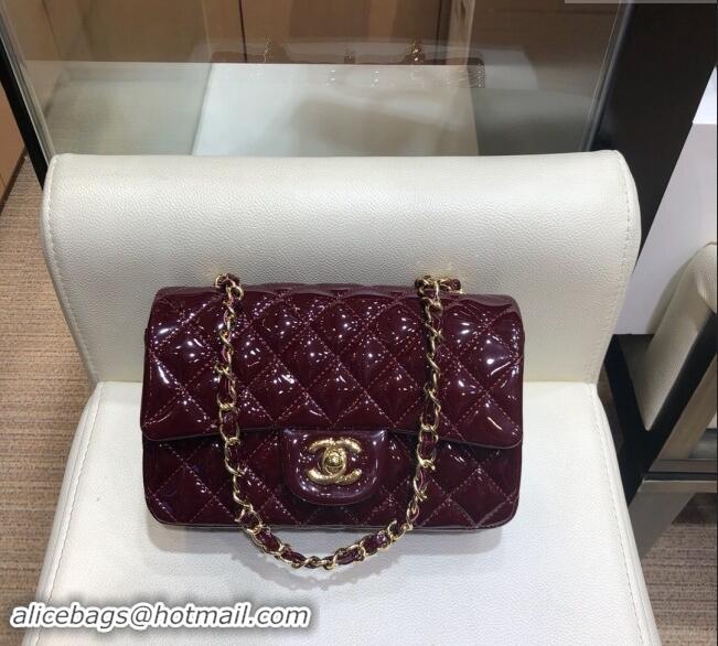 New Style Chanel Patent Calfskin Classic Mini Flap bag A01116 Dark Burgundy 2024