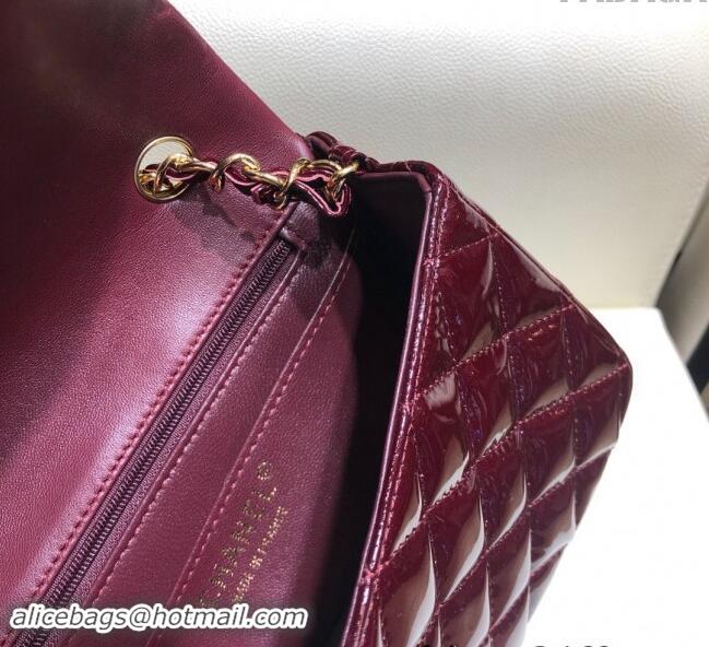 New Style Chanel Patent Calfskin Classic Mini Flap bag A01116 Dark Burgundy 2024