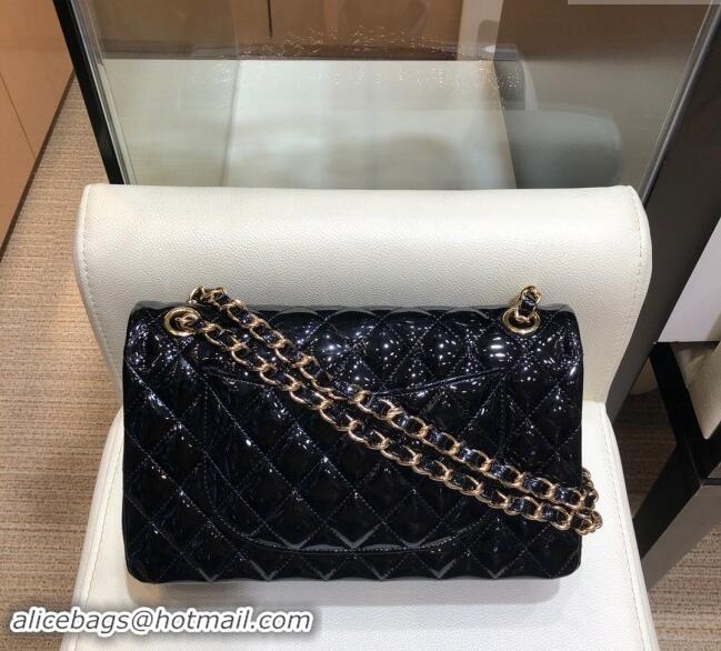 Classic Discount Chanel Patent Calfskin Classic Medium Flap Bag A01112 Black/Gold 2024