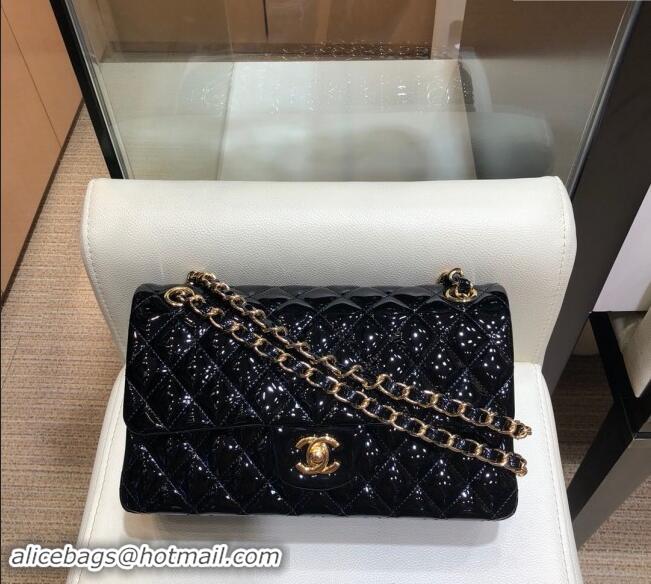 Classic Discount Chanel Patent Calfskin Classic Medium Flap Bag A01112 Black/Gold 2024