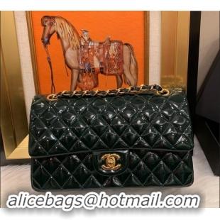 Low Cost Chanel Patent Calfskin Classic Medium Flap Bag A01112 Dark Green 2024